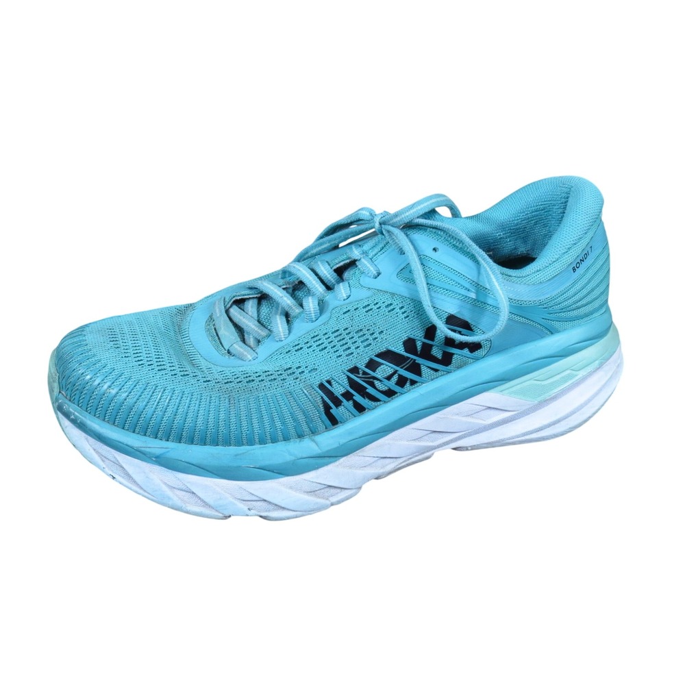 Hoka Bondi 7 Women Running Shoe Size 7.5 D Wide Athletic Sneaker Blue Mesh